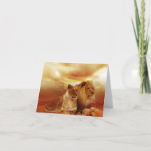 Carte de voeux Safari Lions