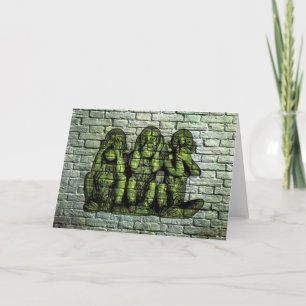 Carte de voeux sage de graffiti de trois singes