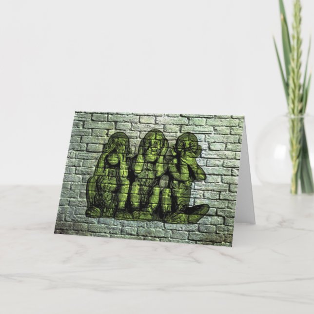 Carte de voeux sage de graffiti de trois singes (Devant)