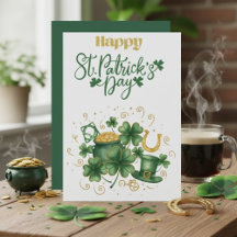 Carte de vœux Saint-Patrick Joyeuse Fête Irlandais