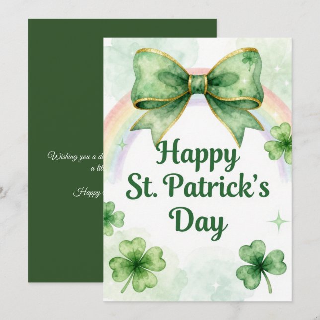Carte de vœux Saint-Patrick Joyeuse Fête Irlandais (Devant / Derrière)