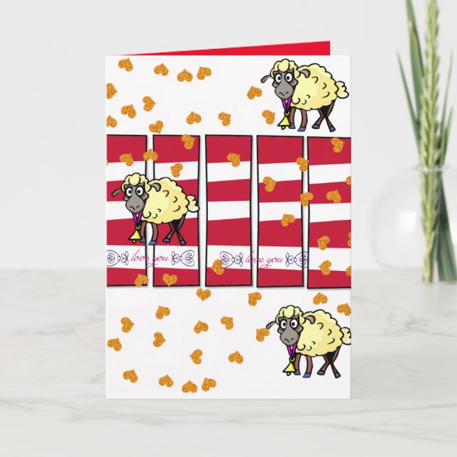 Carte de voeux Saint Valentin Moutons (Devant)