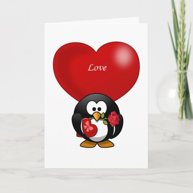 Carte de voeux Saint Valentin Penguin (Devant)