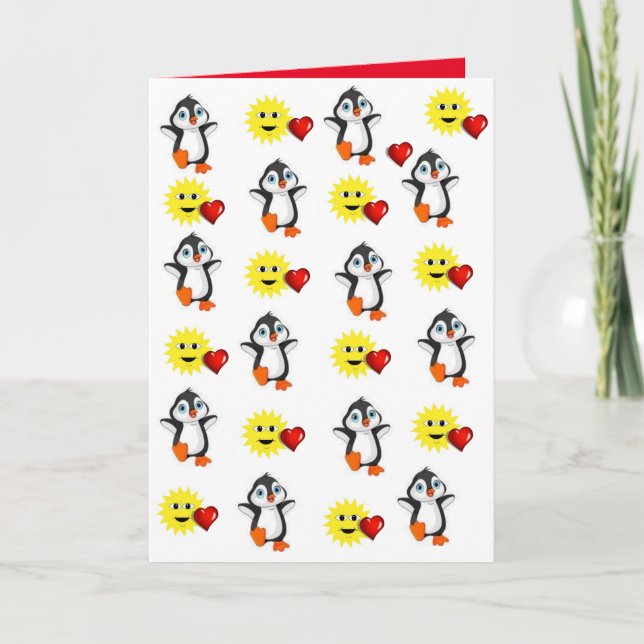 Carte de voeux Saint Valentin Penguin (Devant)