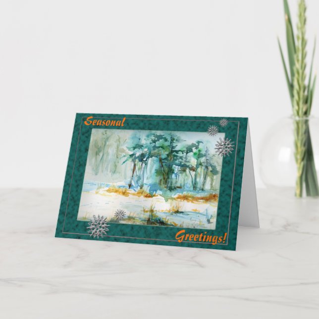 Carte de voeux saisonnière pour les arbres d'hiver (Devant)