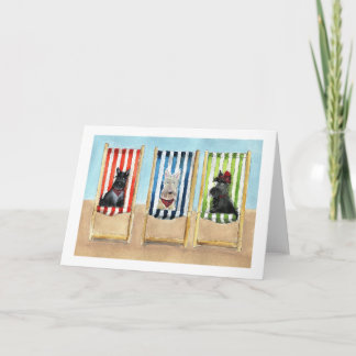 Carte de voeux Scottie Dogs 'Deck Chair'