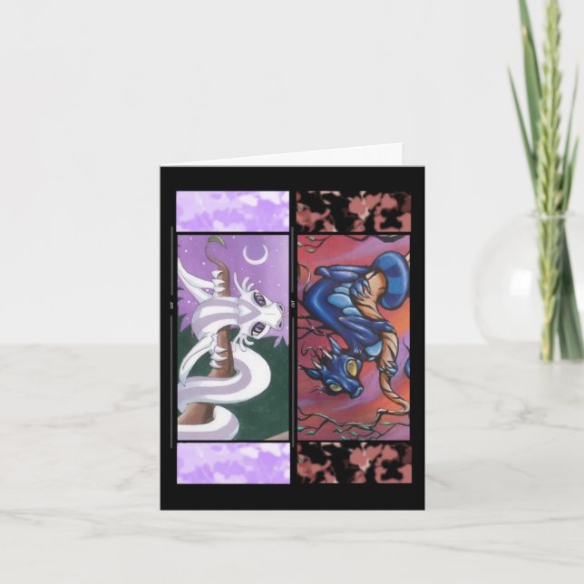 Carte de voeux Signet deux dragons (Devant)