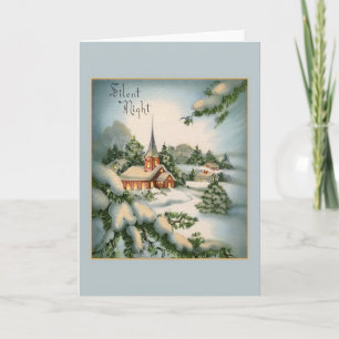 Carte de voeux silencieuse vintage de Noël de nuit