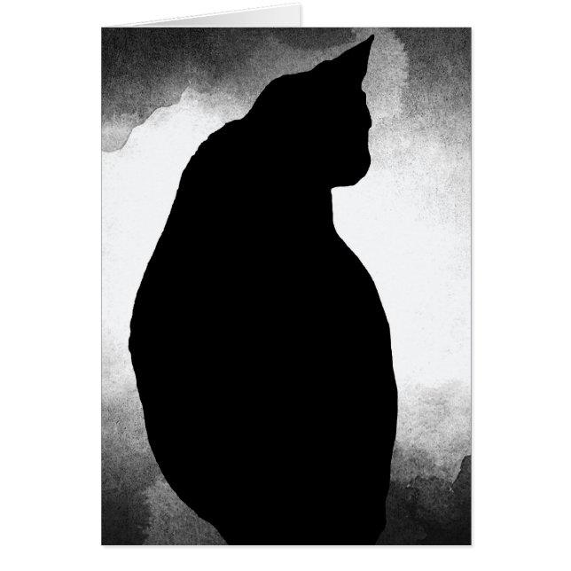 Carte de voeux Silhouette Chat Noir (Devant)