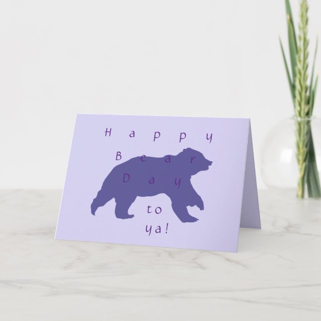 Carte de vœux silhouette d'ours violet (Devant)