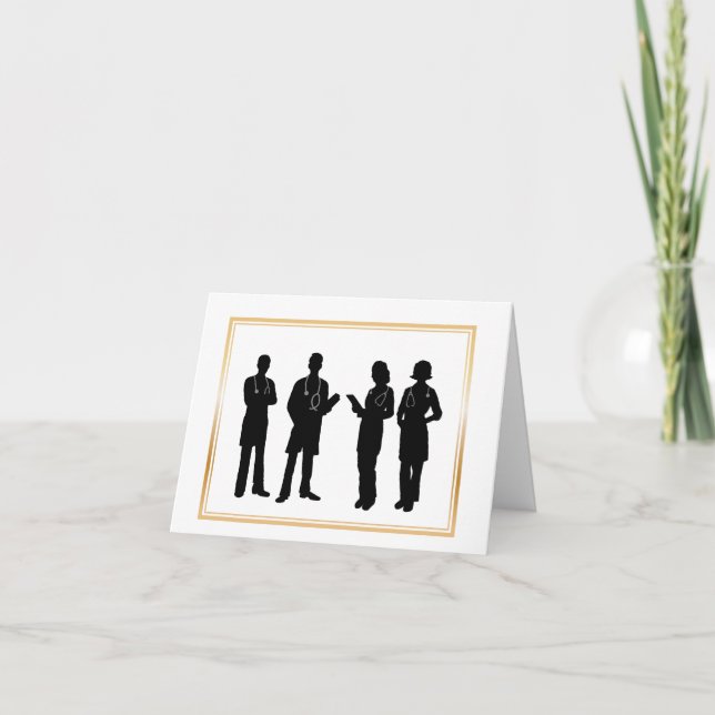 Carte de voeux Silhouettes de l'équipe des médecin (Devant)