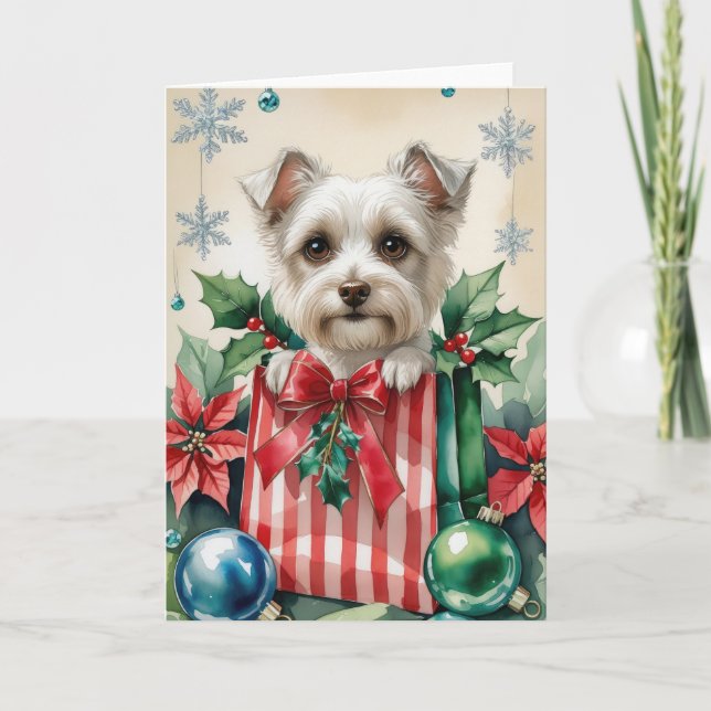 Carte de voeux Silky Terrier Chien de Noël (Devant)