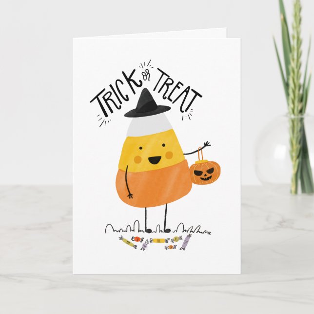 Carte de voeux simple de Halloween de bonbons au (Devant)