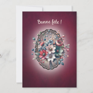 Carte de voeux simple, Magnolia framboise