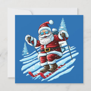 Carte de voeux Skiing Père Noël