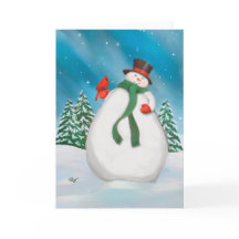 Carte de voeux Snowman At Night Holiday