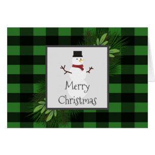 Carte de voeux Snowman Green Buffalo