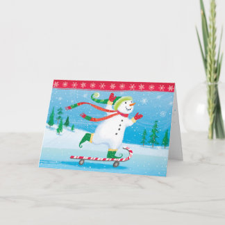 Carte de voeux Snowman Skateboard