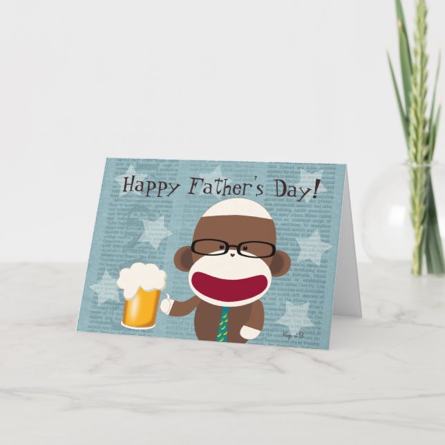 Carte de voeux Sock Monkey Papa (Devant)