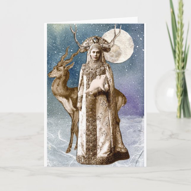 Carte de voeux solstice de la déesse cornée (Devant)