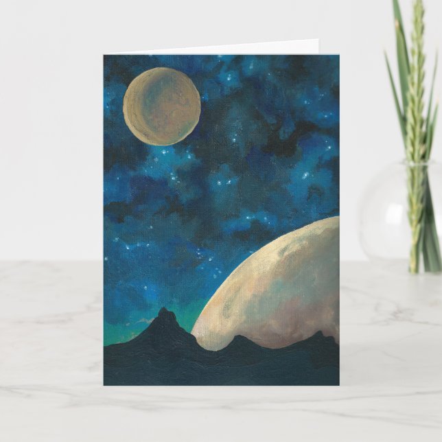 Carte de voeux spatiale 'Two Moons' (Devant)