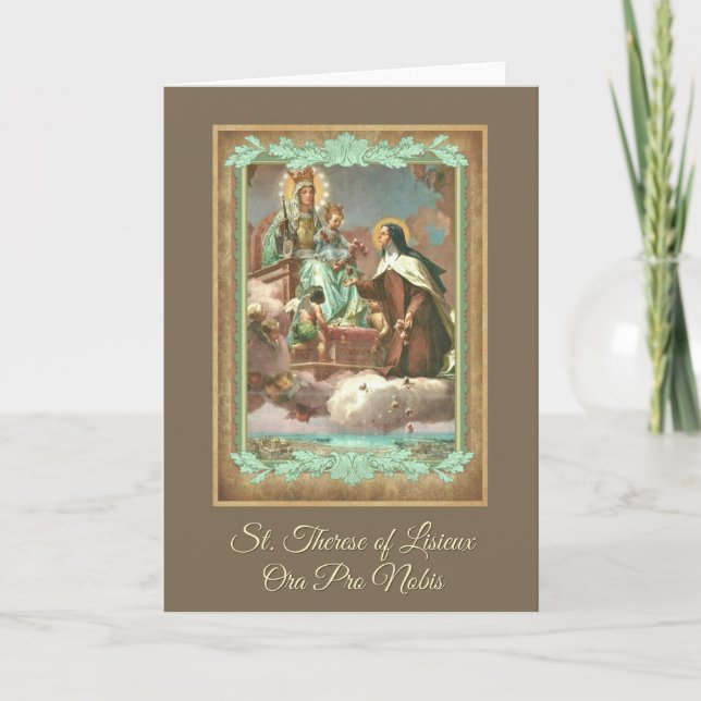 Carte de voeux St Therese & Mary avec prière (Devant)