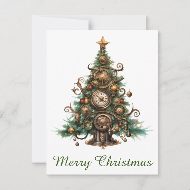 Carte de voeux Steampunk Christmas Tree (Devant)