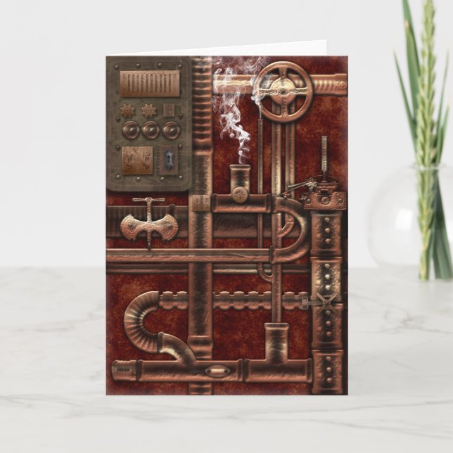 Carte de voeux Steampunk Design (Devant)