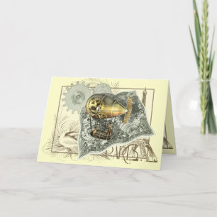 Carte de voeux Steampunk Dirigible
