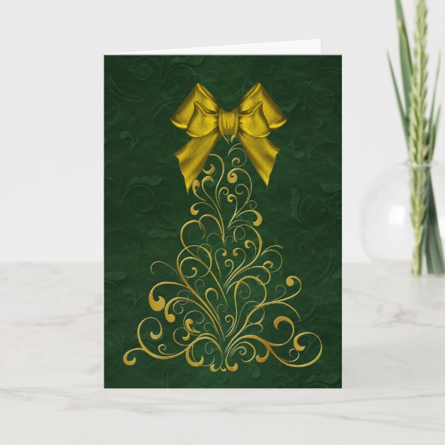 Carte de voeux Stylisée Gold Christmas Tree (Devant)