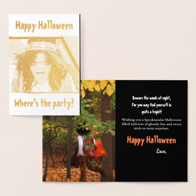 Carte de voeux super Dude Halloween Gold Foil (Affichage)