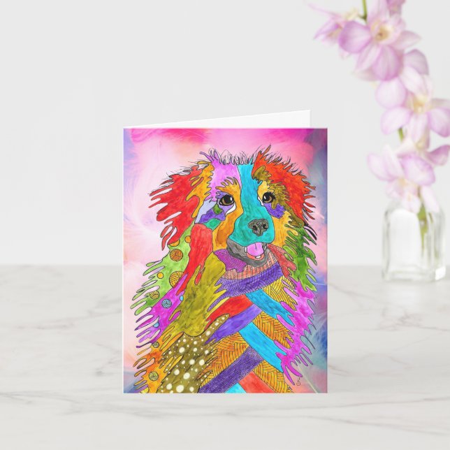 Carte de voeux Sweet Australian Shepherd (Orchidée)