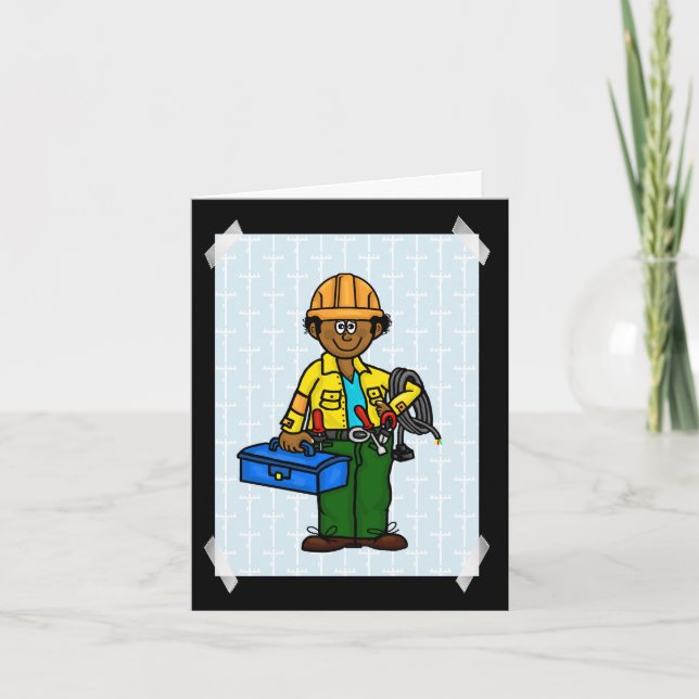 Carte de voeux Tan, Noir, Lineman Afro-Américain (Devant)