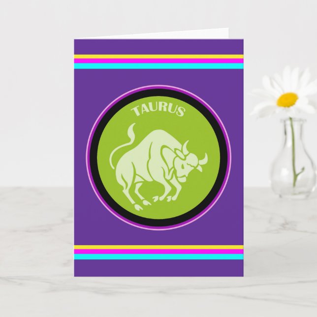 Carte de vœux Taureau (Petite plante)