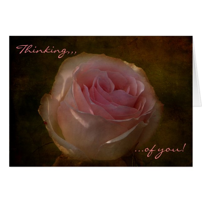 Carte de voeux Textured Rose "Penser à vous" (Devant horizontal)