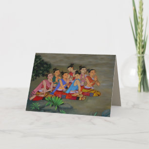 Carte de voeux thaïlandaise de dames de cour