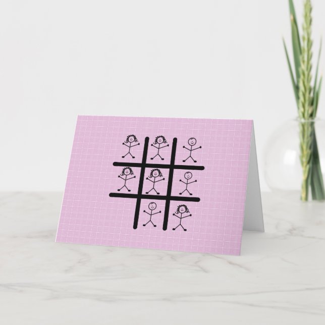 Carte de vœux Tic Tac Toe pour filles (Devant)