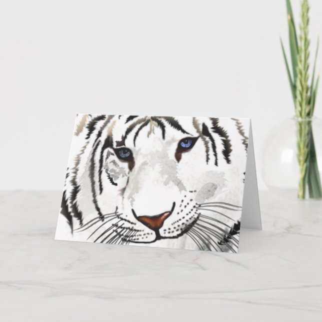 Carte de vœux Tigre Blanc (Devant)