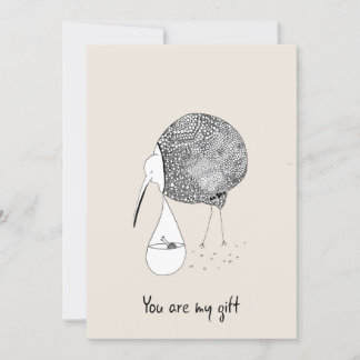 Carte de voeux tirée à la main Kiwi Bird portant b