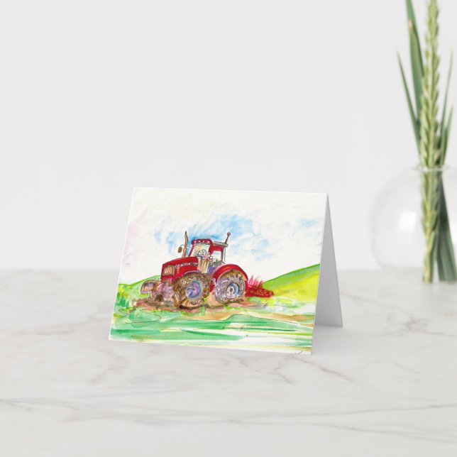 Carte de voeux "Tractor in the Field" (Devant)