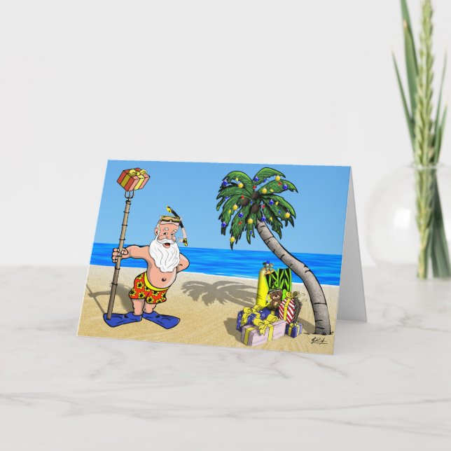 Carte de voeux Tropical Père Noël (Devant)