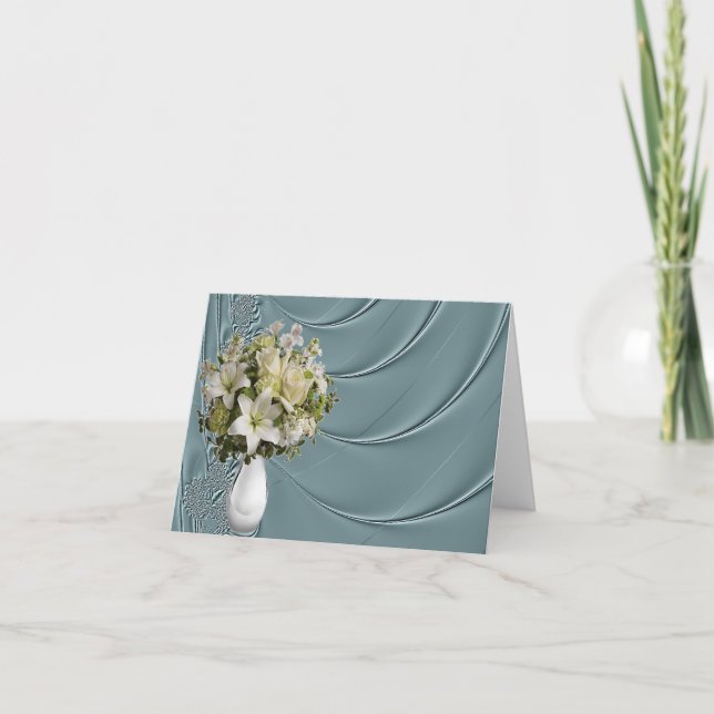 Carte de voeux turquoise liquide de note/de satin (Devant)