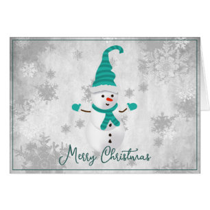 Carte de voeux turquoise Snowman Holiday