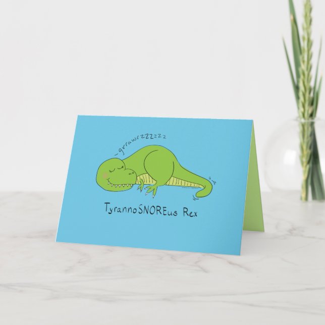 Carte de voeux Tyrannosnoreus T Rex Sleepy Dinosau (Devant)