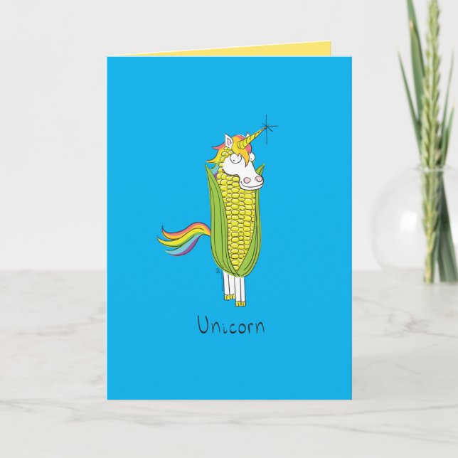 Carte de voeux Unicorn Funny Corn (Devant)