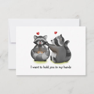 Carte de voeux Valentine Romantic Raccoon Couple
