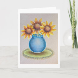 Carte de vœux Vase de tournesols