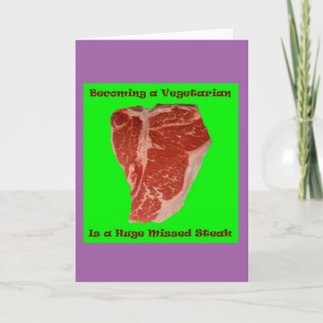 Carte de voeux Végétarien Steak Manqué (Devant)