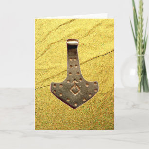 Carte de vœux Veine d'or Marteau de Thor en or