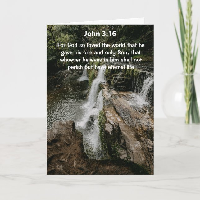 Carte de vœux verset biblique Waterfall John 3:16 (Devant)